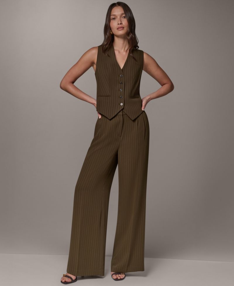 Women's Cropped Pinstripe Sleeveless Vest