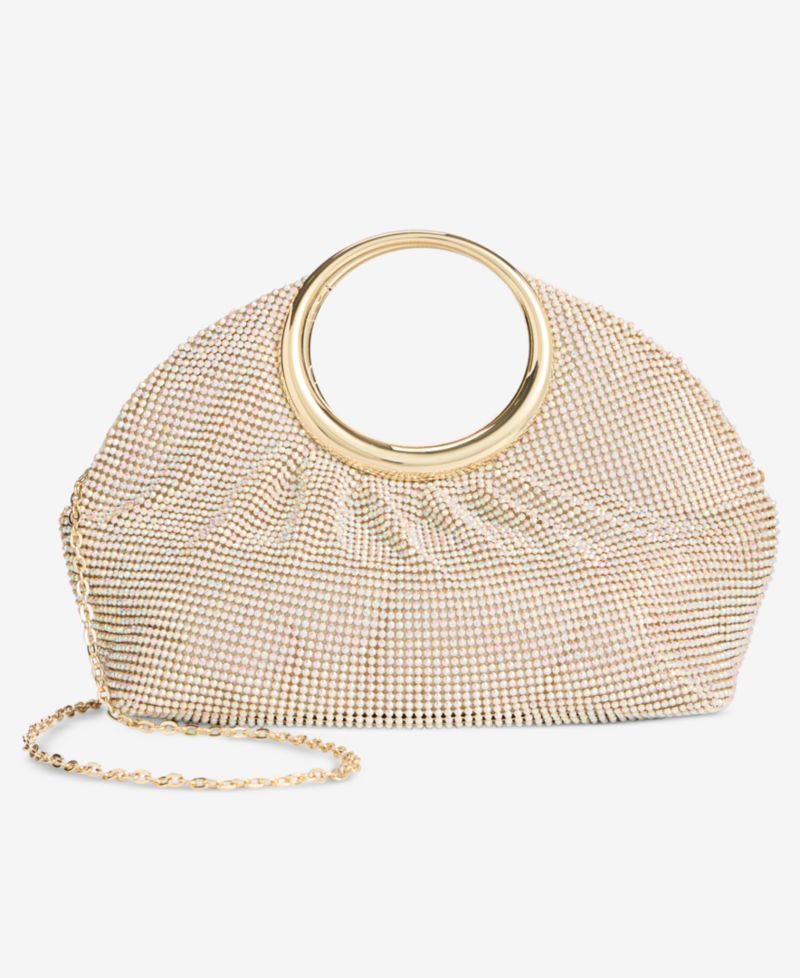 I.N.C International Concepts Ring Handle Diamond Mesh Clutch