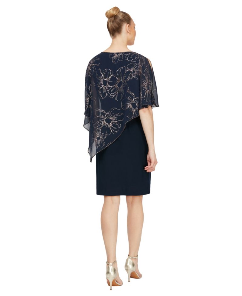 Petite Asymmetrical-Overlay Sheath Dress