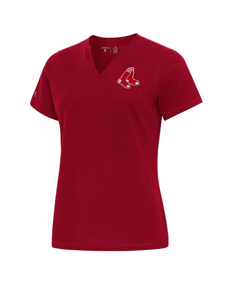 Women's Red Boston Red Sox Notch Neck T-Shirt