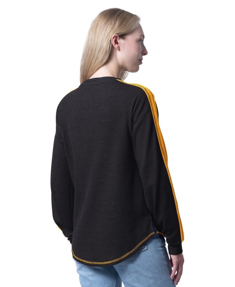 Women's Black Boston Bruins Advantage Thermal Long-Sleeve Tri-Blend T-Shirt