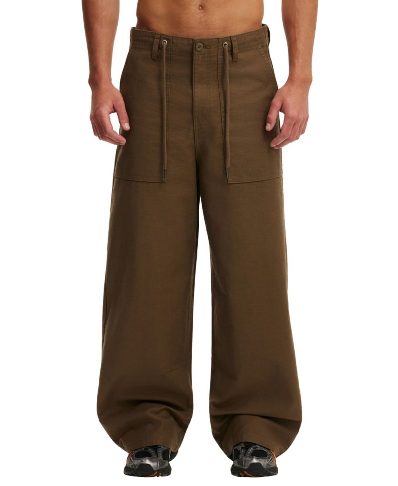 Men's Super Baggy Utility Elastic-Waist Wide-Leg Casual Pants