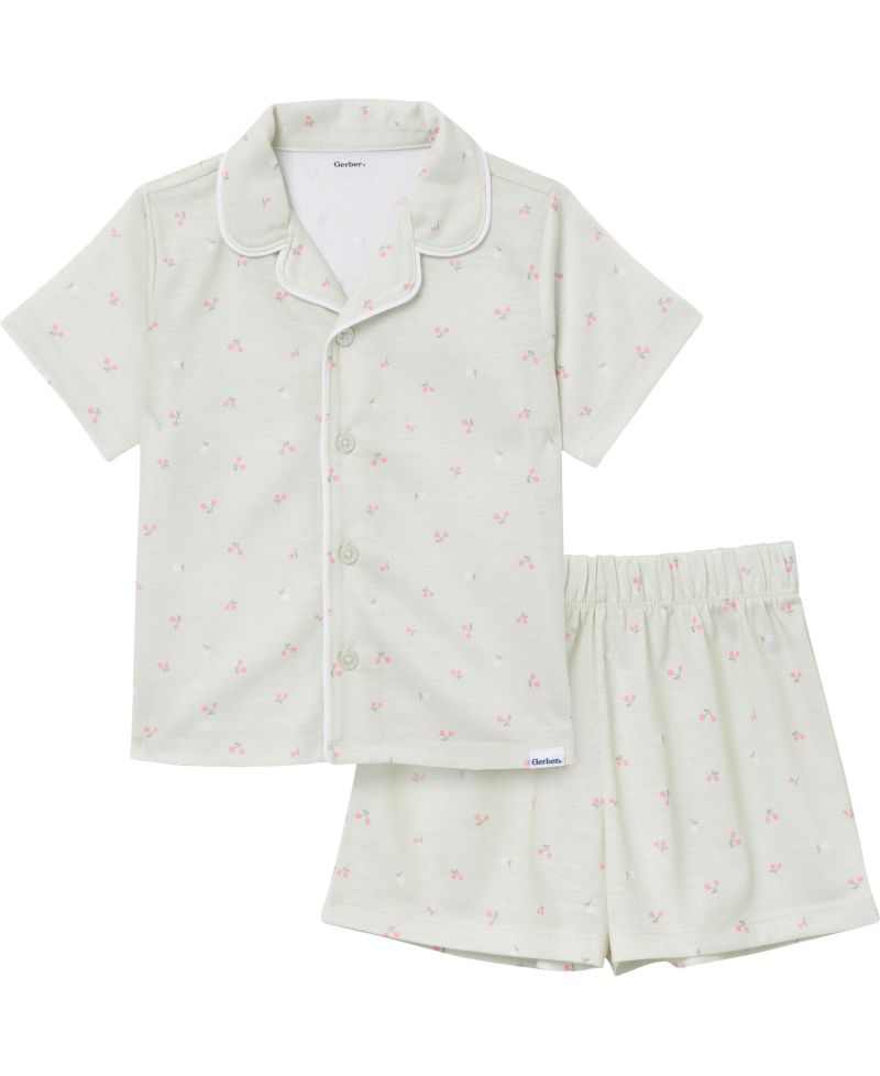Baby Girls 2-Piece Button Up Pajama Shorts Set