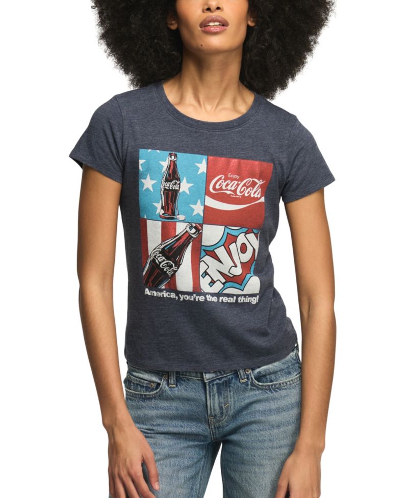 Women's Coca Cola Americana Grid Crewneck Baby T-Shirt