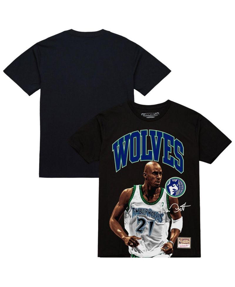 Men's Kevin Garnett Black Minnesota Timberwolves Hardwood Classics Player Arch T-Shirt