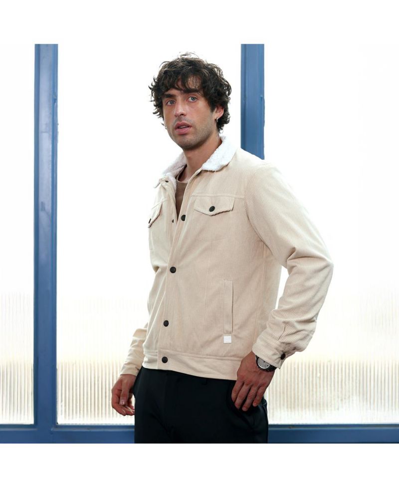 Men's Cream White Utility-Corduroy Jacket