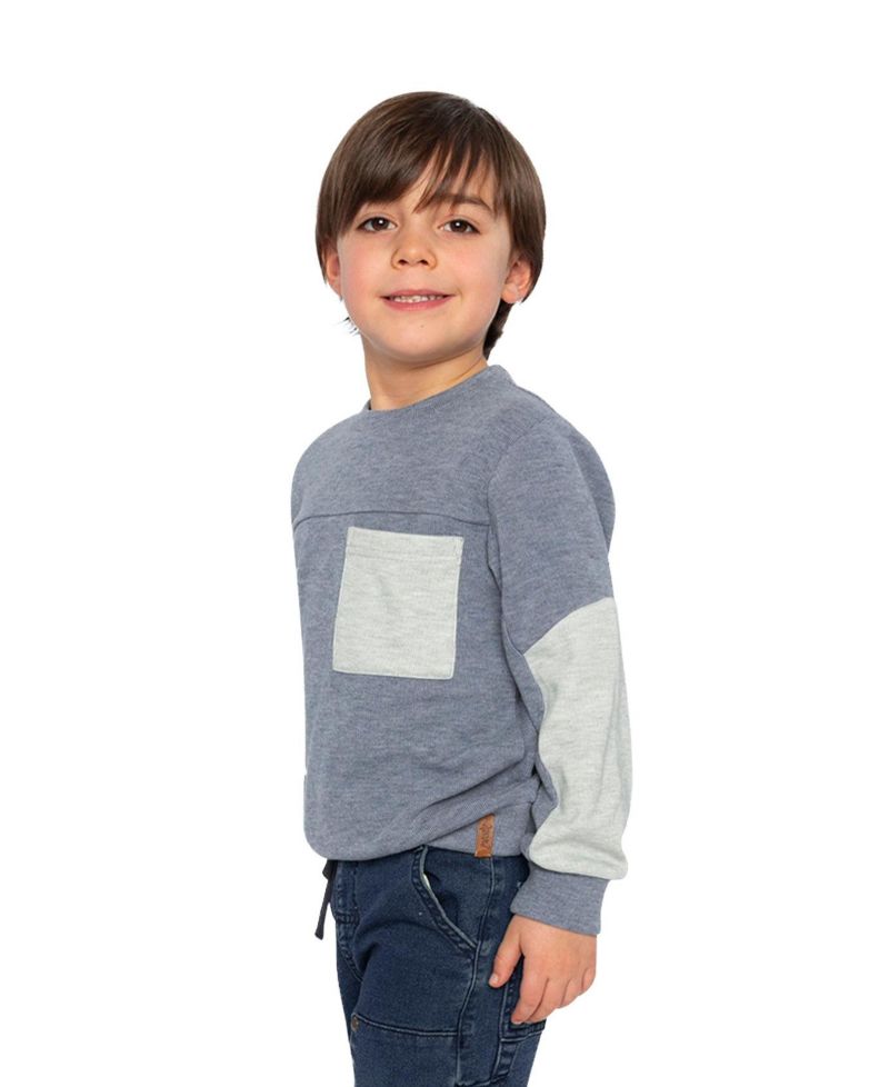 Little Boys 6-12 Color block Brushed Jersey Top with Chest Pocket
