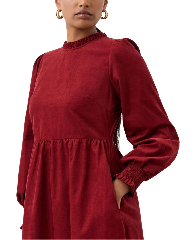 Women's Esme Long-Sleeve Functional-Pocket Corduroy Midi Dress
