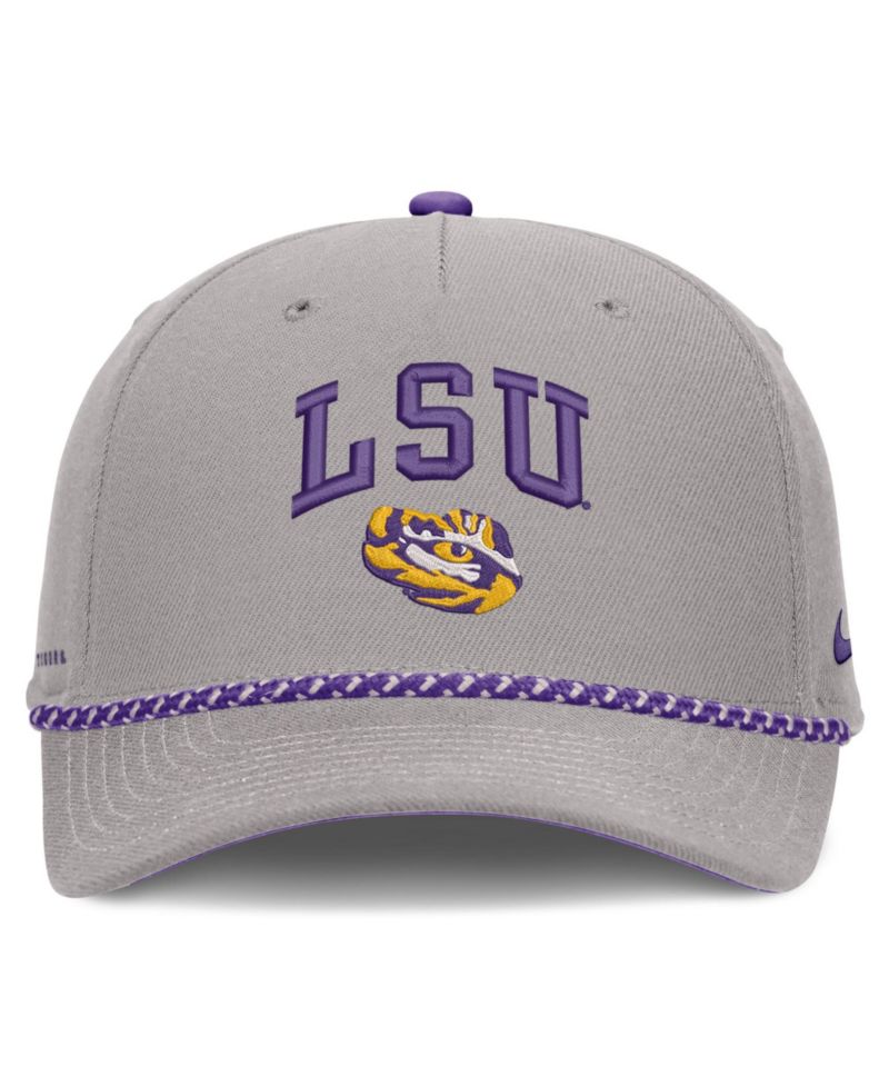 Men's and Women's Gray LSU Tigers Primetime Rise Rope Adjustable Hat