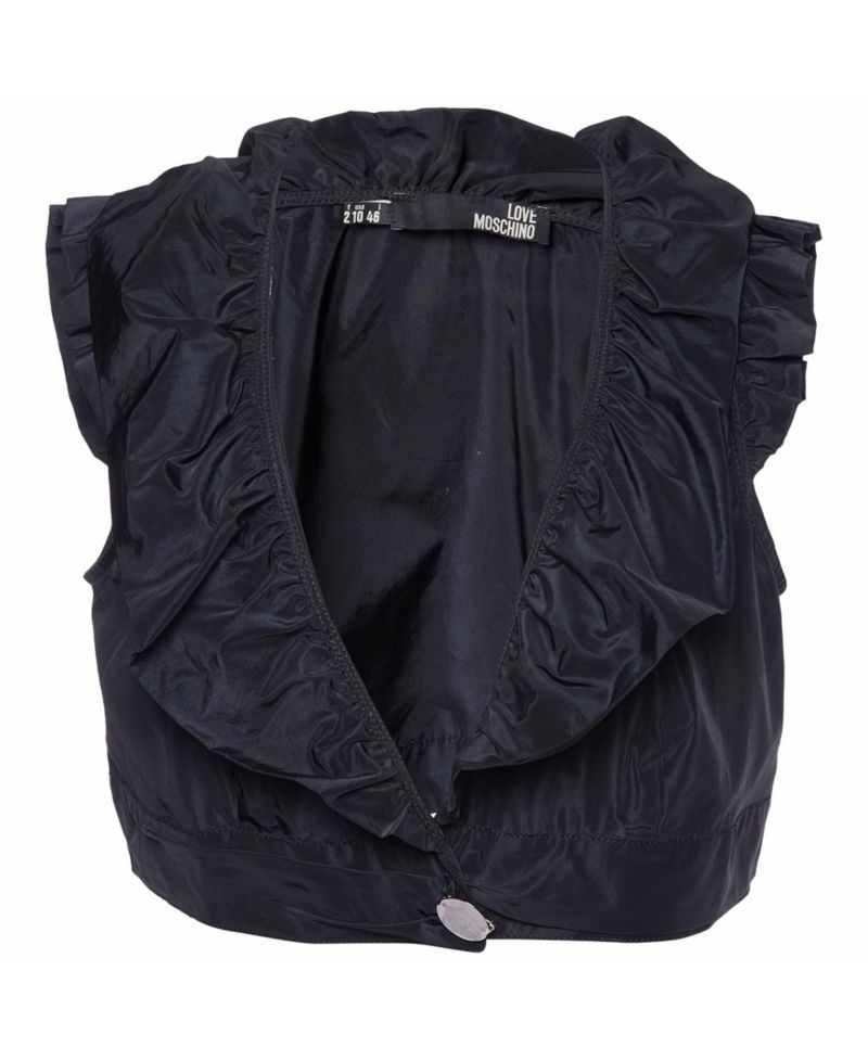 Women's Synthetic Ruffled Sleeveless Cropped Shrug