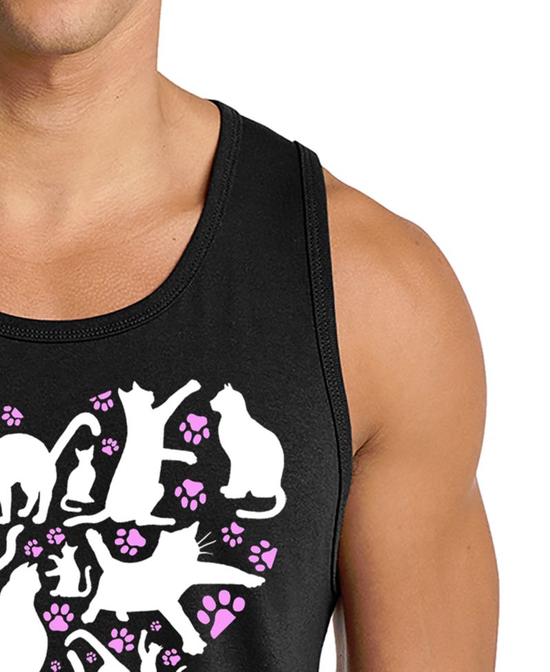 Men's Cat Heart Word Art Graphic Tank Top