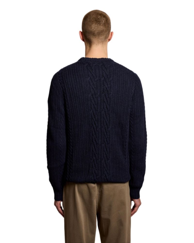 Men's Ribbed Cable Knit Long Sleeve Sweater