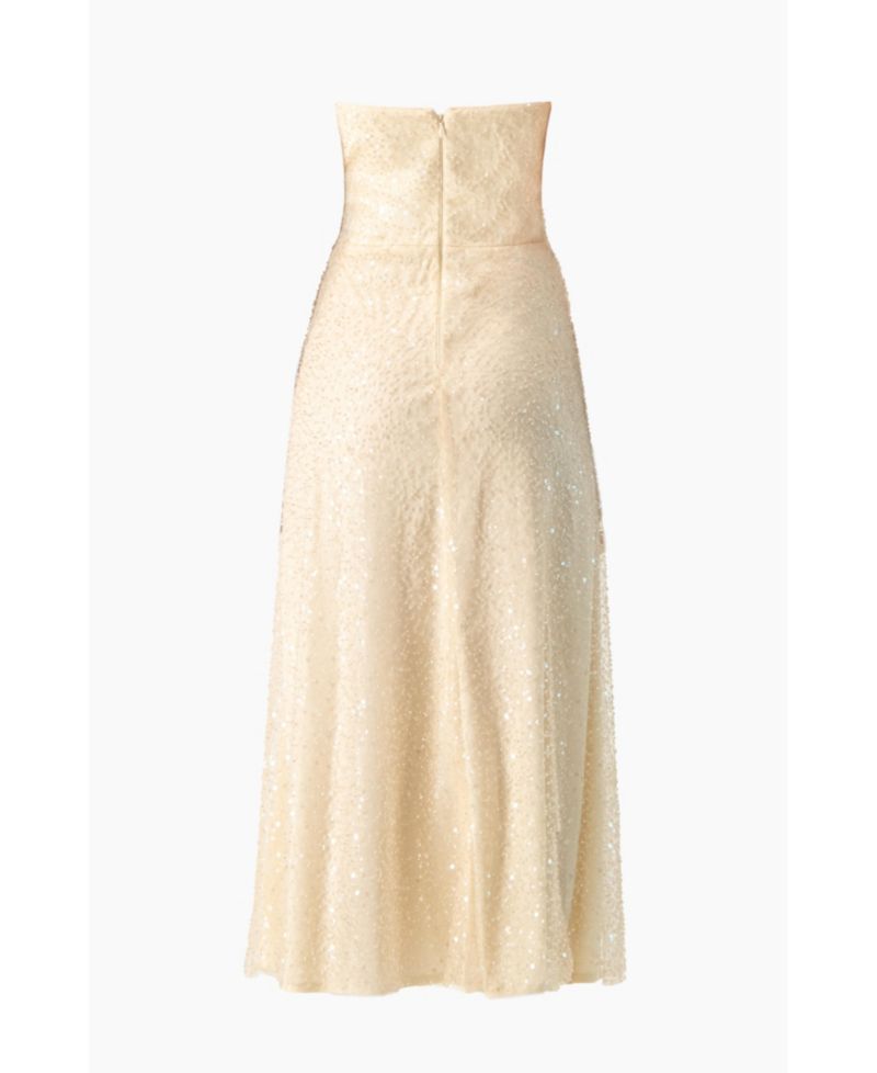 Women's Strapless Bustier Sequin Midi Dress