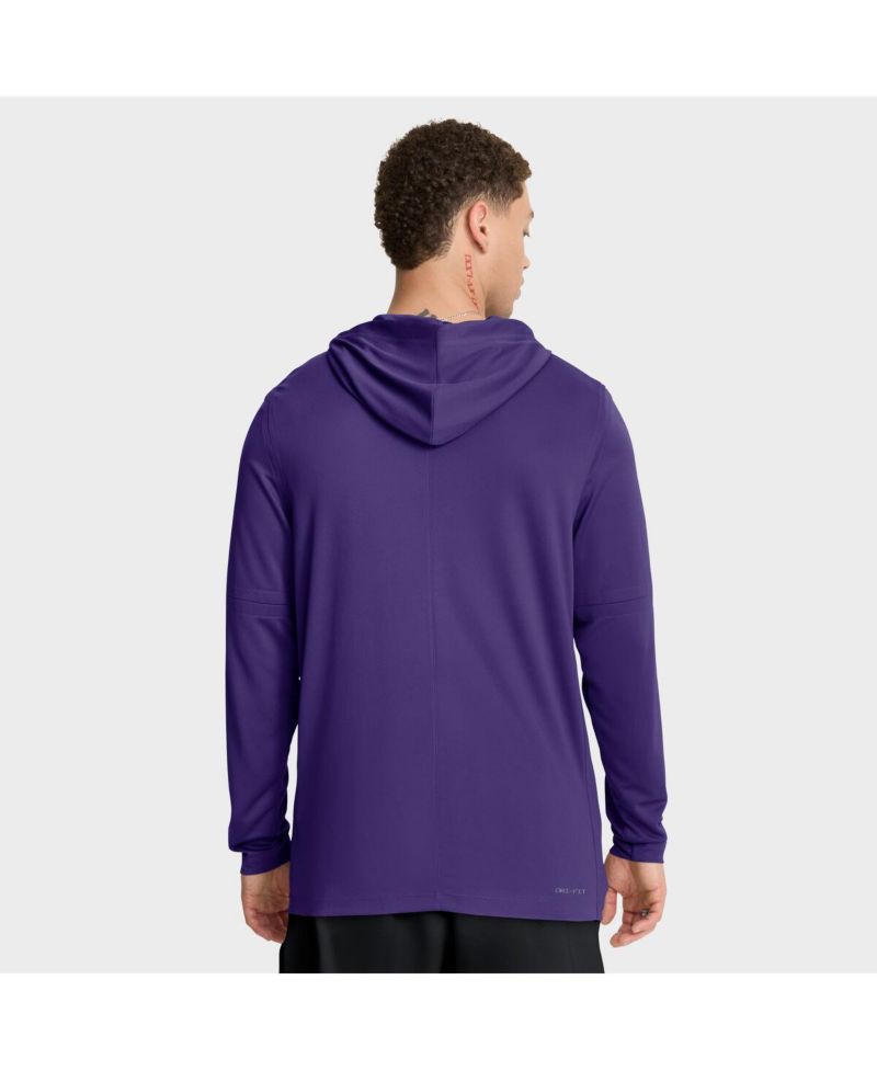 Men's Purple LSU Tigers 2025 Sideline Performance Long Sleeve Hoodie T-Shirt
