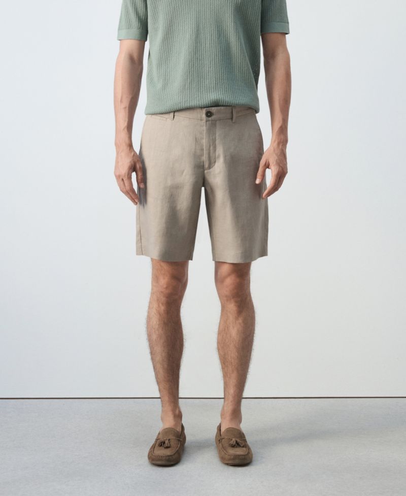 Men's Slim-Fit Linen 9.84" Bermuda Shorts