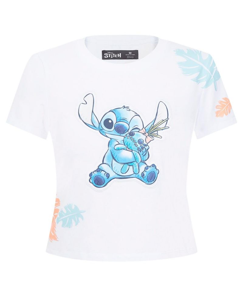 Women's White Lilo and Stitch Hold On Tight Baby Doll T-Shirt