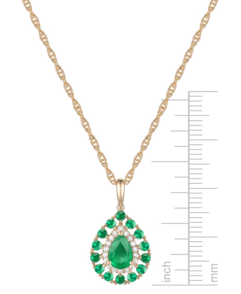 Sapphire (1-1/2 ct. t.w.) & Diamond (1/10 ct. t.w.) Teardrop 18" Pendant Necklace in 14k Gold (Also in Emerald and Ruby)