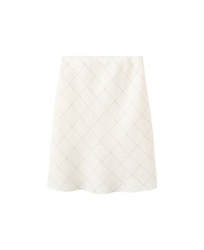 Women's Checkered A-Line Linen Midi Skirt