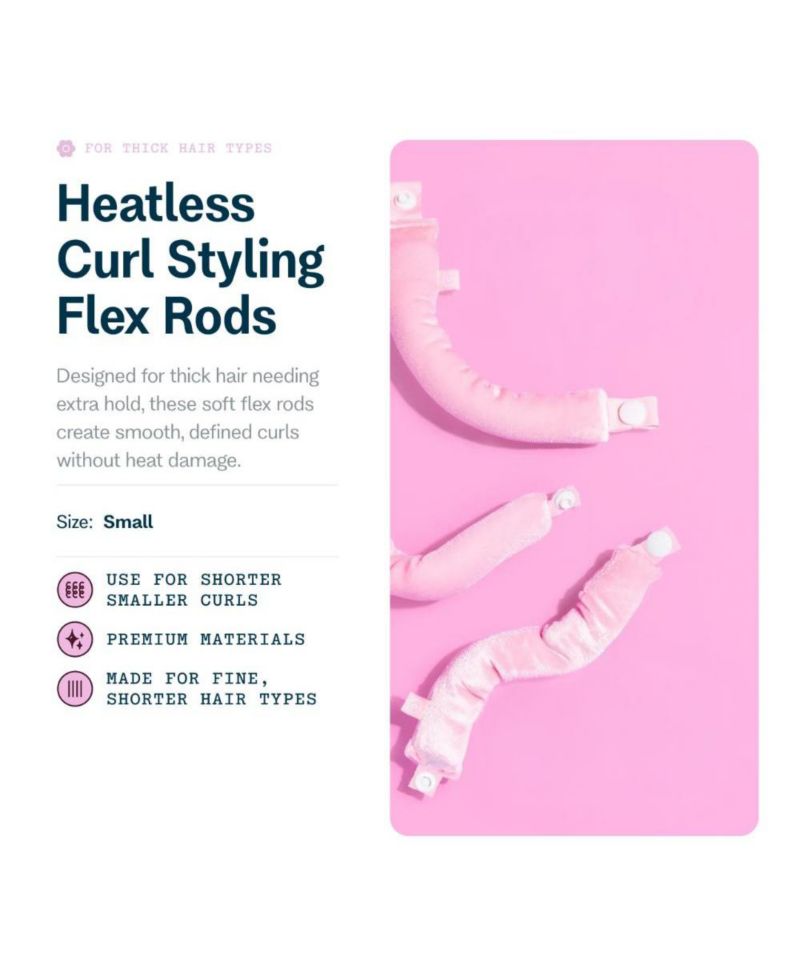 Chill Curl Heatless Flex Rods Gentle and Bendable Hair Rods for Overnight Curls Snap Closure for Secure Hold Fine Hair, 6 Count
