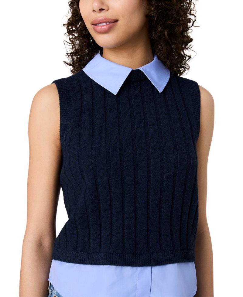 Women's Sleeveless Collared Keyhole Top