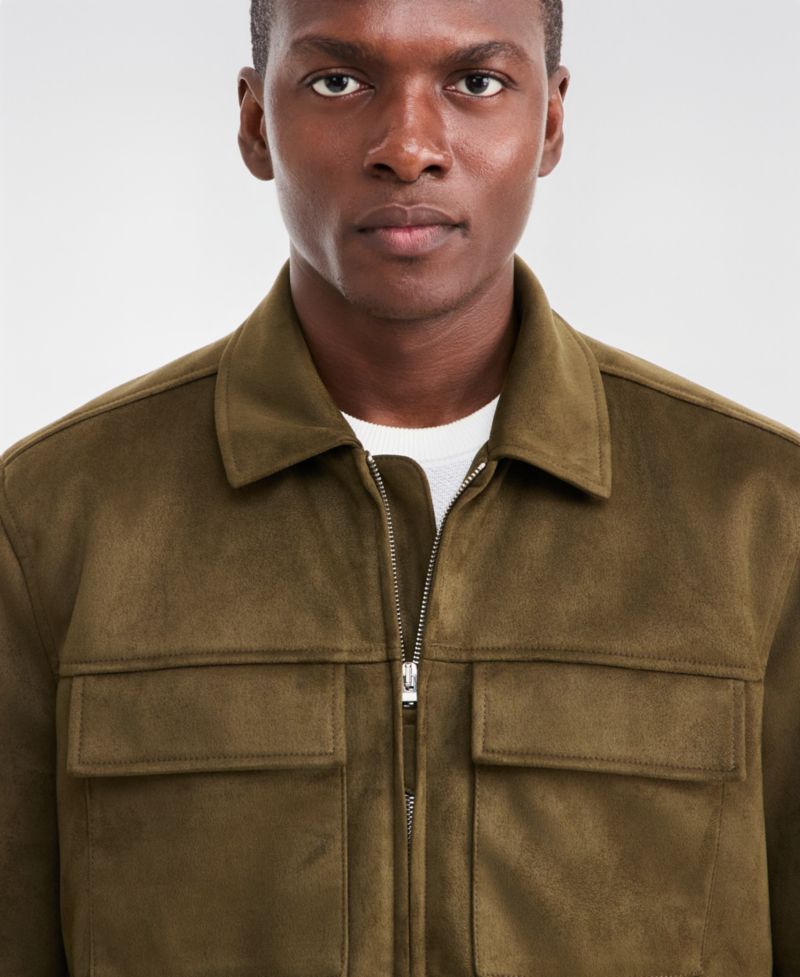 Men's Two Pocket Faux Suede Jacket