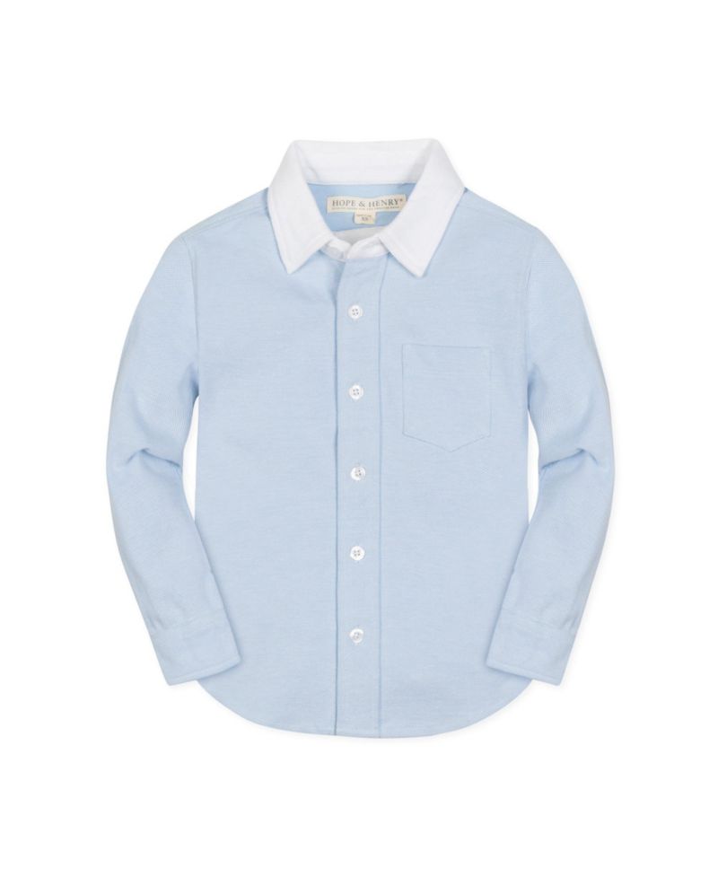 Hope and Henry Boys' Long Sleeve Pique Button Down Shirt