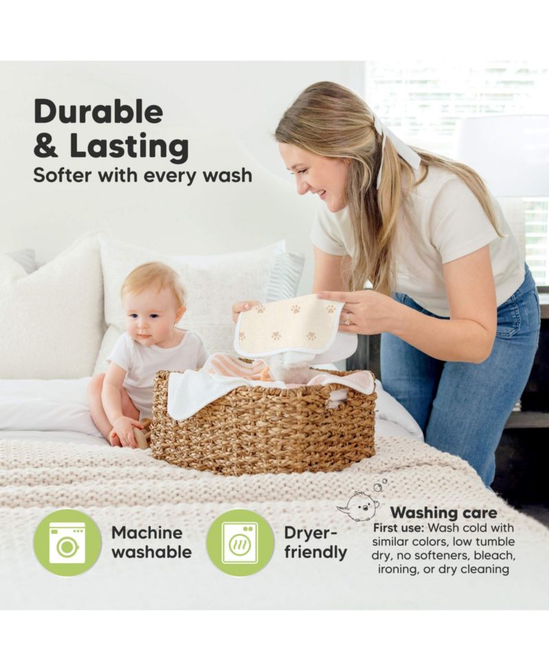 6-Pack Cami Baby Washcloths for Newborn, Cotton Face Wash Cloths for Babies, Soft & Absorbent Baby Bath Towels