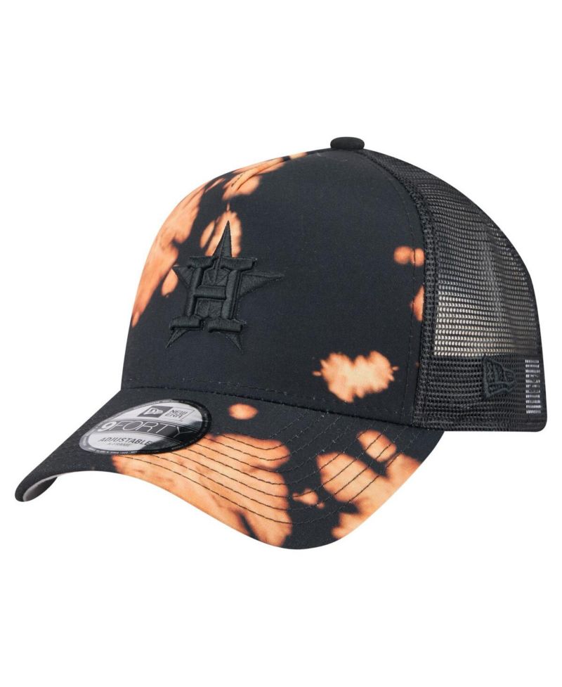 Men's Black Houston Astros Bleached A-Frame 9FORTY Adjustable Hat