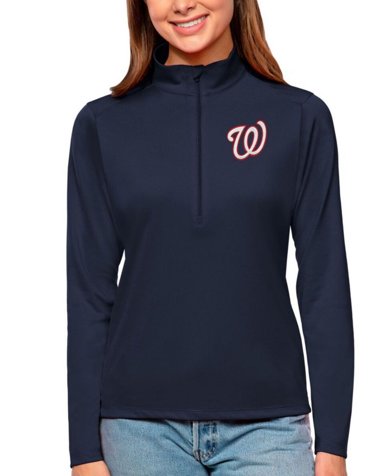 Women's Navy Washington Nationals Tribute Quarter-Zip Pullover Top