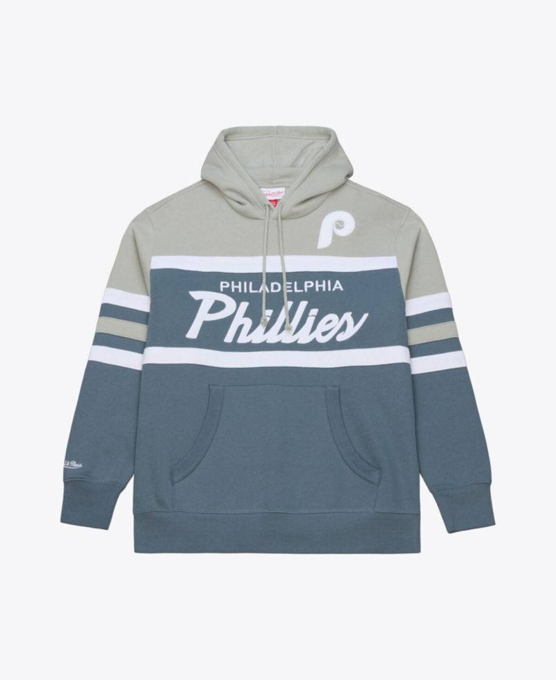 Men's Gray Philadelphia Phillies Cooperstown Collection Thunderstorm Head Coach Hoodie