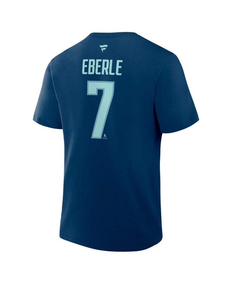 Men's Jordan Eberle Deep Sea Blue Seattle Kraken Authentic Stack Name & Number T-Shirt