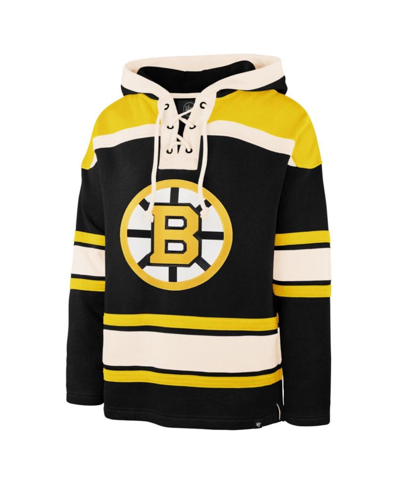Men's Jeremy Swayman Black Boston Bruins Player Name & Number Lacer Hoodie