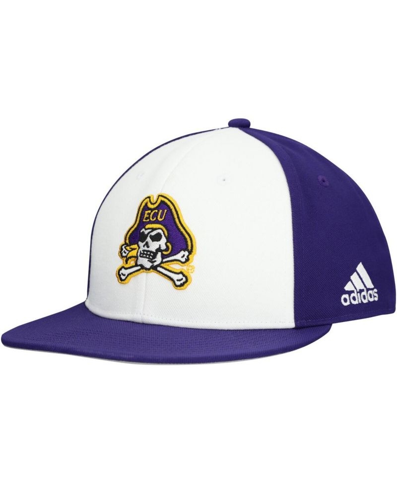 Men's White/Purple ECU Pirates On Field Fitted Hat