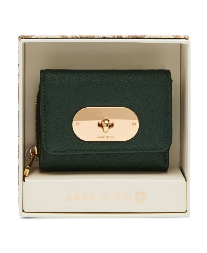 Compact Turn-Lock Trifold Wallet