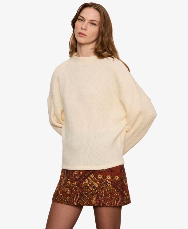 Women's Mock-Neck Ribbed Dolman Sweatshirt