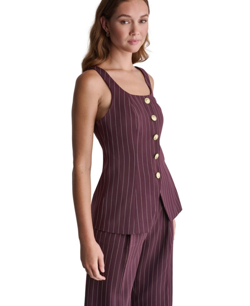 Women's Pinstripe Square-Neck Vest