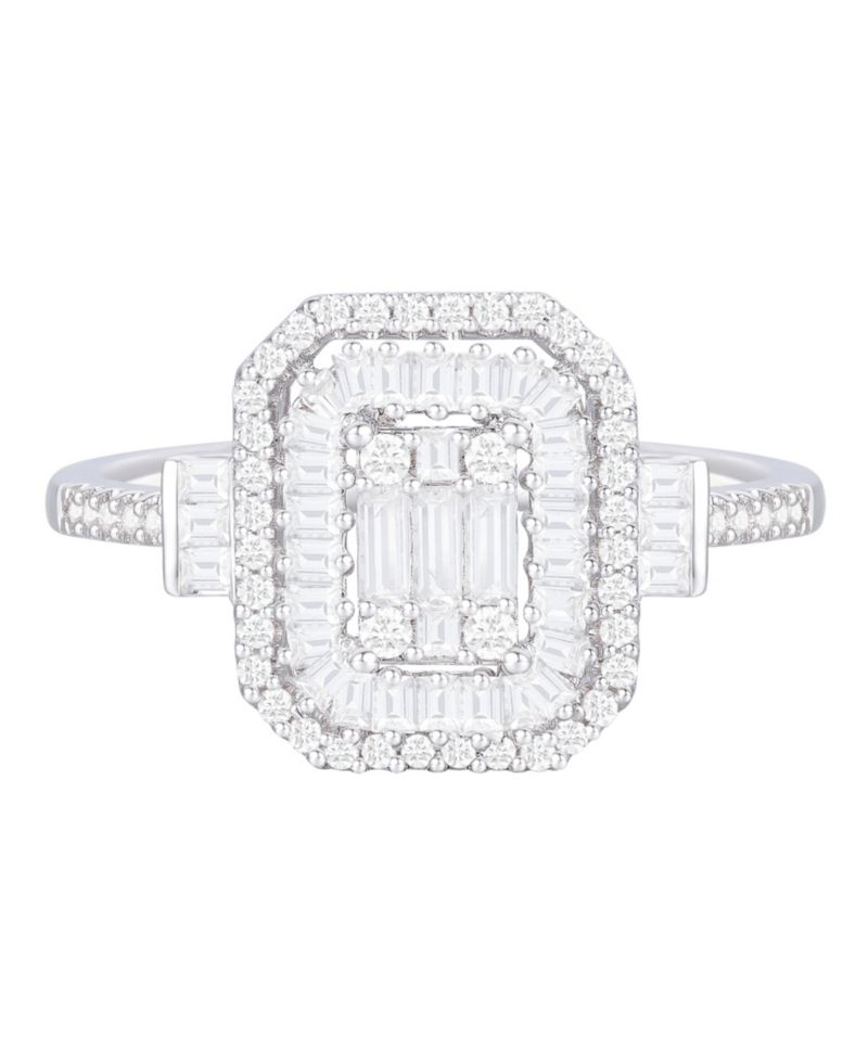 Diamond Baguette & Round Ring (1/2 ct. t.w.) in 14K White Gold (also in 14K Yellow Gold)