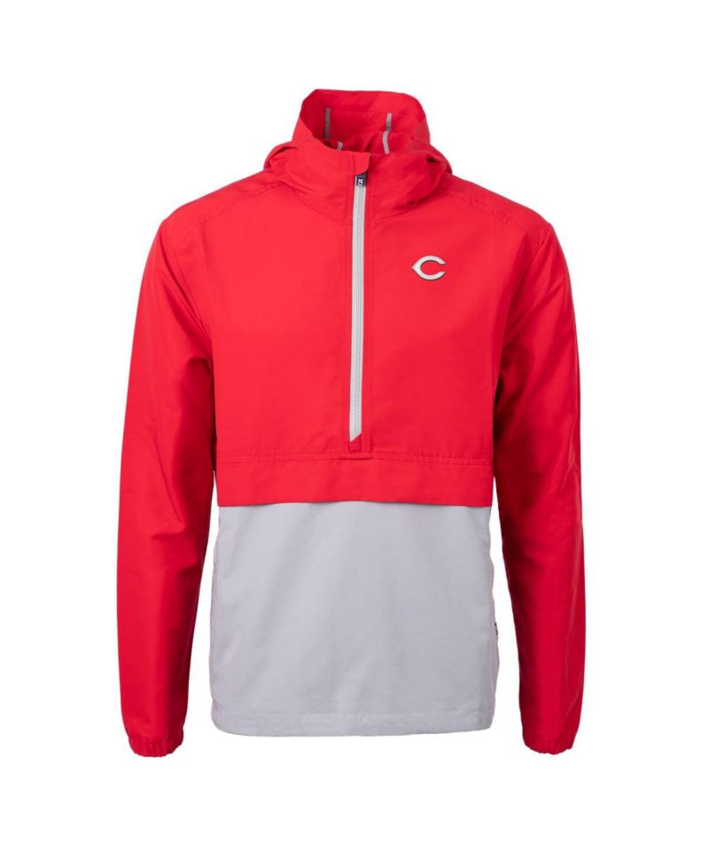 Men's Red/Gray Cincinnati Reds Charter Eco Half-Zip Anorak Jacket