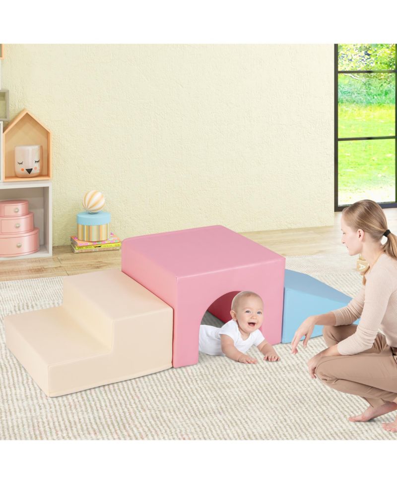Kids Climb and Crawl Activity Playset Blocks w/ Waterproof PU Cover EPE Foam