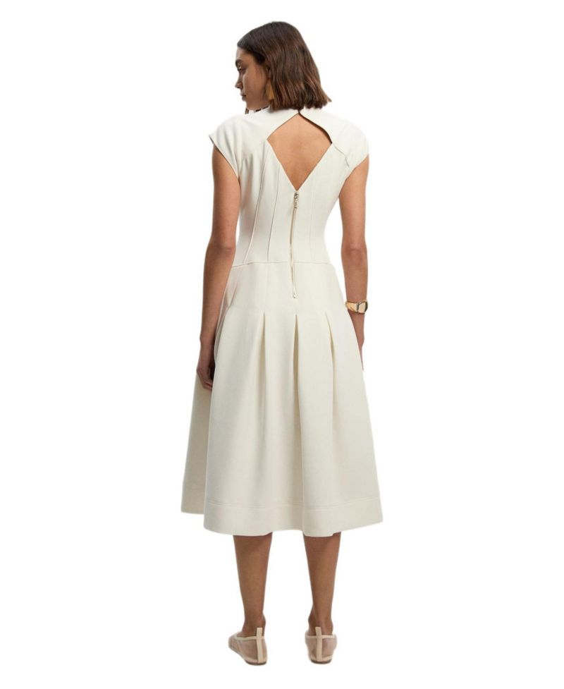 Women's Compact Stretch Dropped Waist Midi Dress