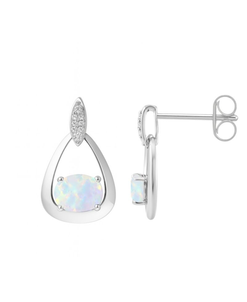2-Pc. Lab-grown Ruby (3.5 ct. t.w.) and Lab-Grown White Sapphire (0.03 ct. t.w.) Earrings And Pendant Set in Sterling Silver (Also Available in Opal, Amethyst, Sapphire and Blue Topaz)