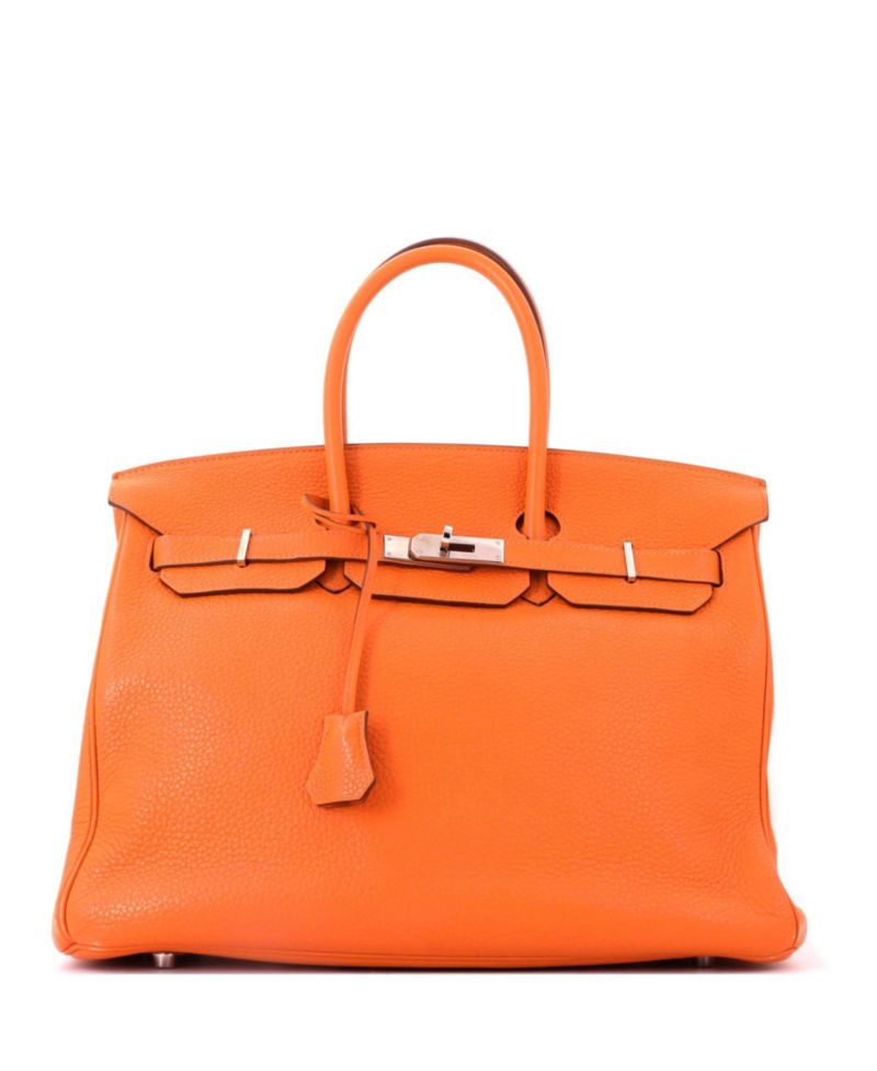 Sirkin 35 Handbag Orange Clemence with Palladium Hardware