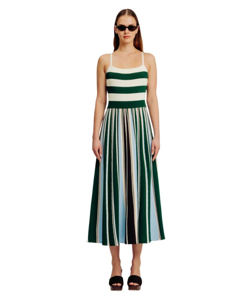 Women's Elise Striped Pleated A-Line Dress