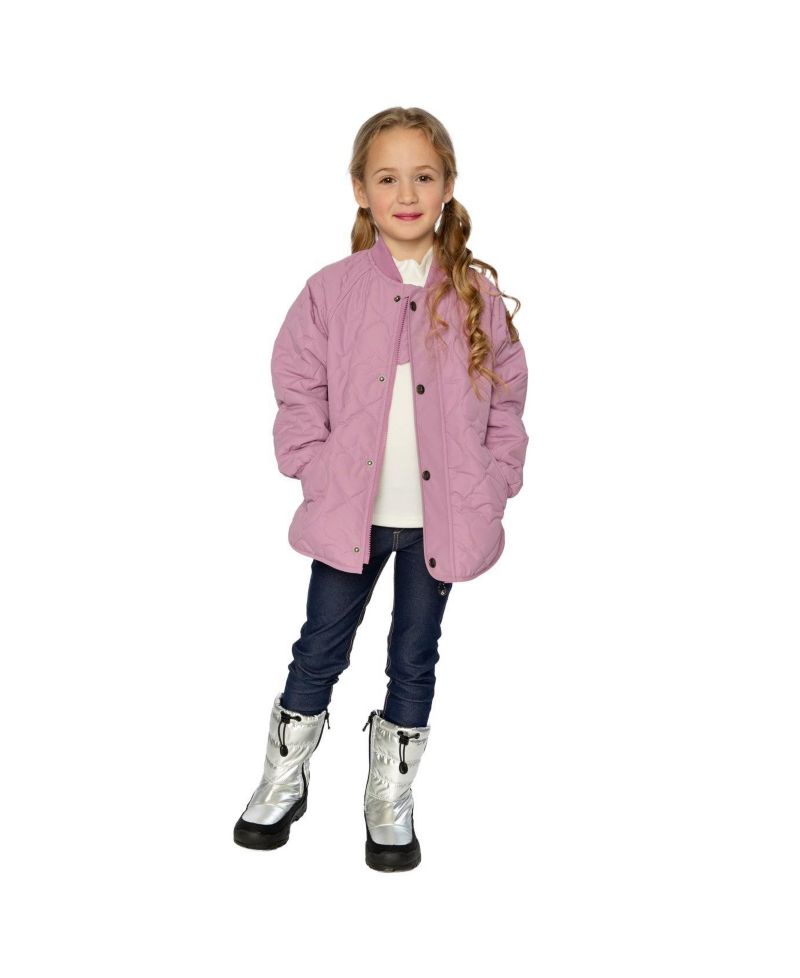 Little and Big Girl 6-14 Quilted Raglan Sleeve Jacket Mauve