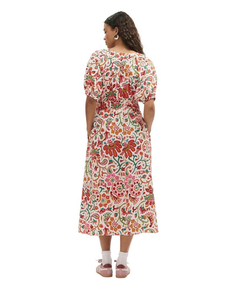 Women's Estee Floral-Print Short-Sleeve V-Neck Midi Dress
