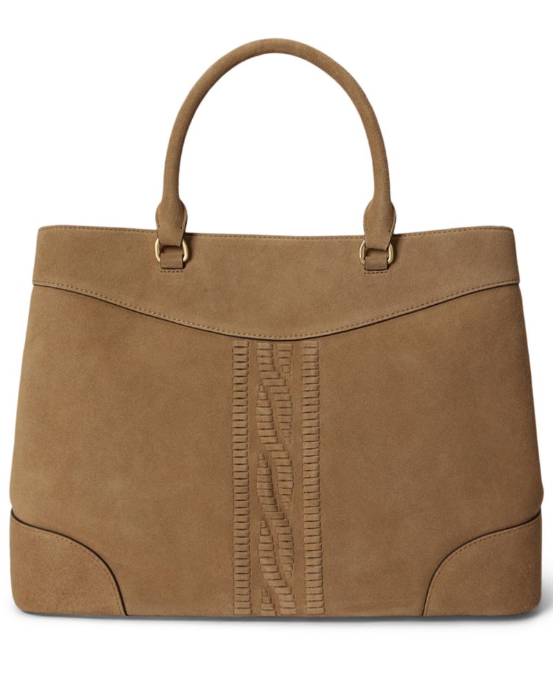 Marcy Suede Cable-Embossed Large Satchel Bag