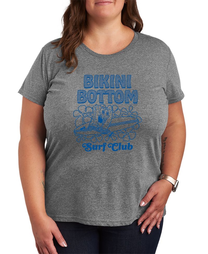 Plus Size SpongeBob Square Pants Bikini Bottom Surf Short-Sleeve Graphic T-Shirt