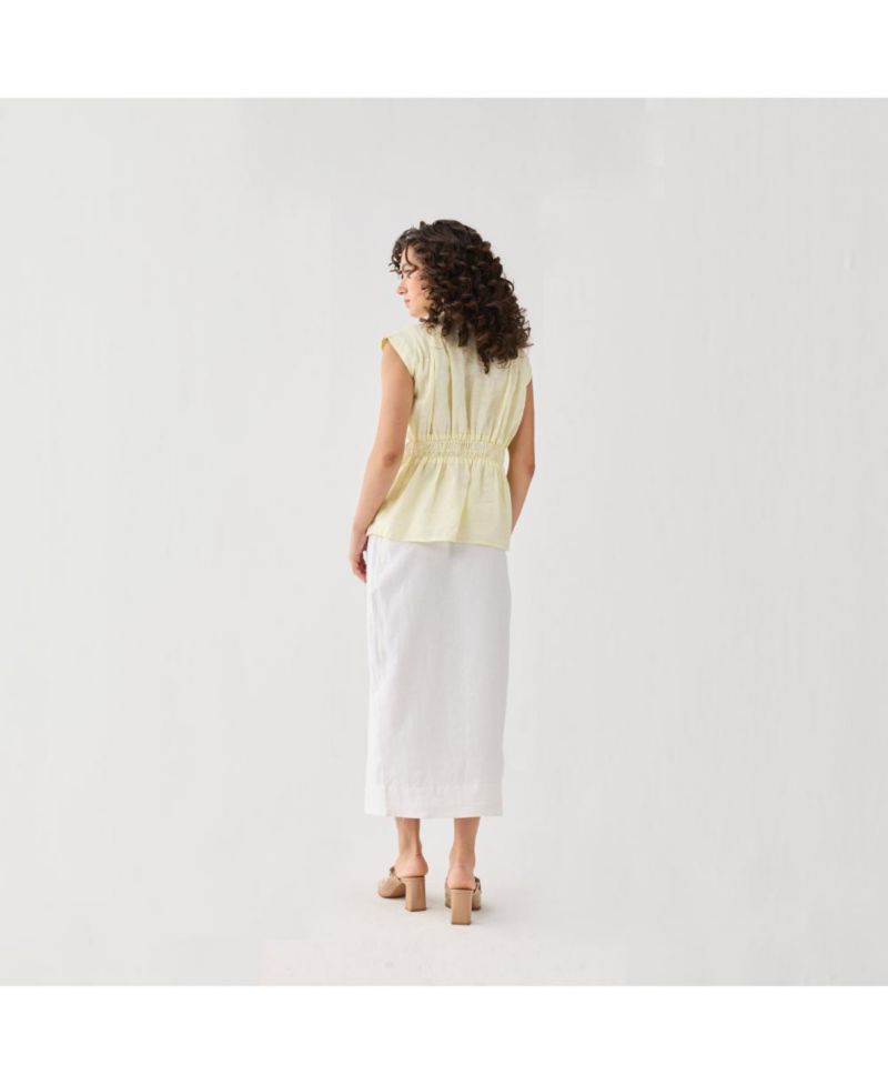 Women's V-neck Linen Overlap Top