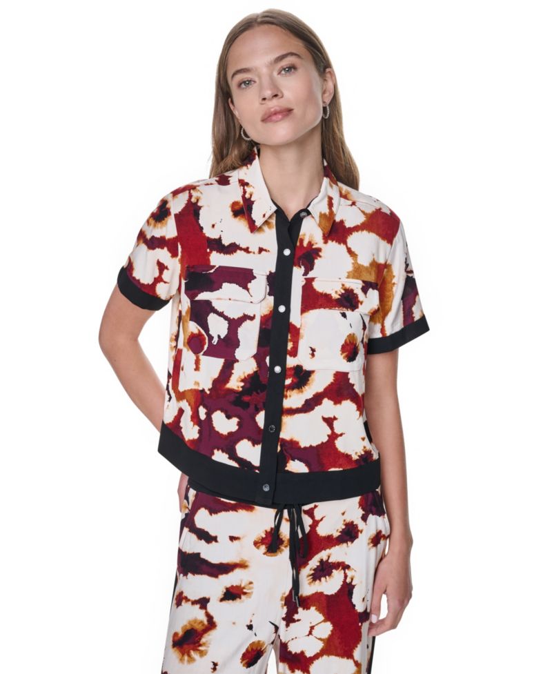 Women's Printed Short-Sleeve Camp Shirt