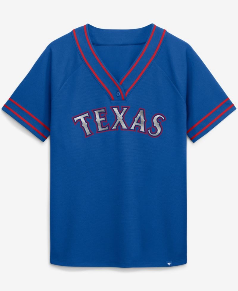 Women's Royal Texas Rangers Diva Race Ahead Raglan V-Neck T-Shirt